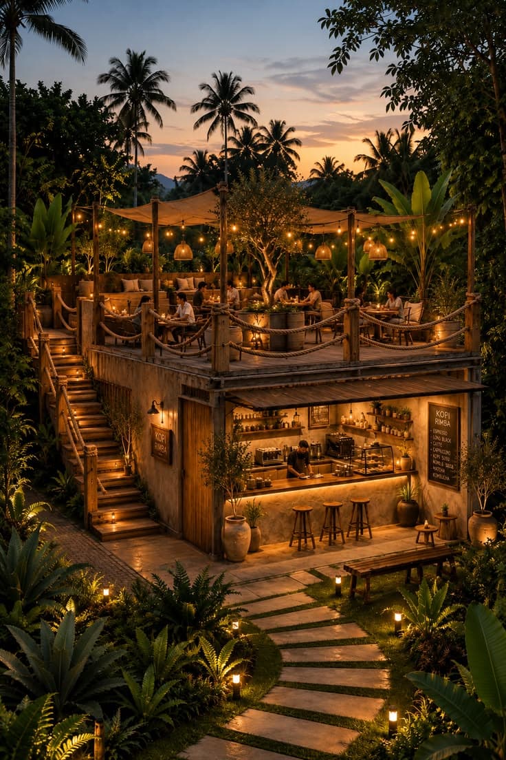 Night view of Green Spoon Entrance